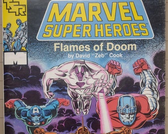 MX4 Marvel Super Heroes Official Advanced Game Adventure Flames of Doom by Mark Acres Vintage TSR Superhero Module GD/GD