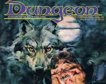 Dungeon Magazine #26 Dungeons and Dragons Adventures for AD&D 2nd Edition Published November/ December 1990 GD/GD