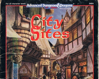 Dungeons and Dragons 2nd Edition City Sites Accessory TSR9464 by Skip Williams, TSR Vintage Softcover Rulebook, FR/FR