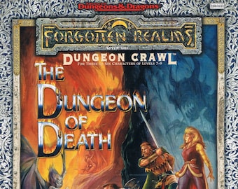 Dungeon of Death, Advanced Dungeons and Dragons 2nd Edition Vintage Adventure Module for Forgotten Realms, TSR11622, Printed by TSR GD/VG