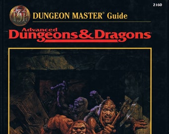 Dungeons and Dragons 2nd Edition Dungeon Master Guide TSR2160, Revised Black Cover, TSR Vintage Hardcover Core Rulebook, Good Condition