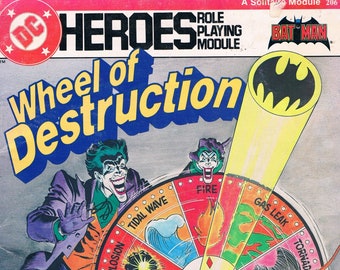 DC Heroes: Wheel of Destruction Batman Solitaire Adventure from Mayfair Games Published in 1985 Vintage RPG Adventure