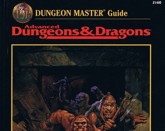 Dungeon Master Guide TSR2160 Dungeons and Dragons 2nd Edition , Revised Black Cover, TSR Vintage Hardcover Core Rulebook, Good Condition