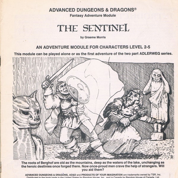 UK2 The Sentinel, Advanced Dungeons & Dragons First Edition Official Game Adventure by Graeme Morris TSR9101, Vintage TSR Module, No Cover