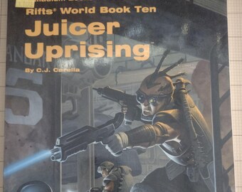 Juicer Uprising: Rifts World Book Ten Vintage Adventure from Palladium Books, Kevin Siembieda, 1996 Super-Soldier, History of Rifts Earth VG