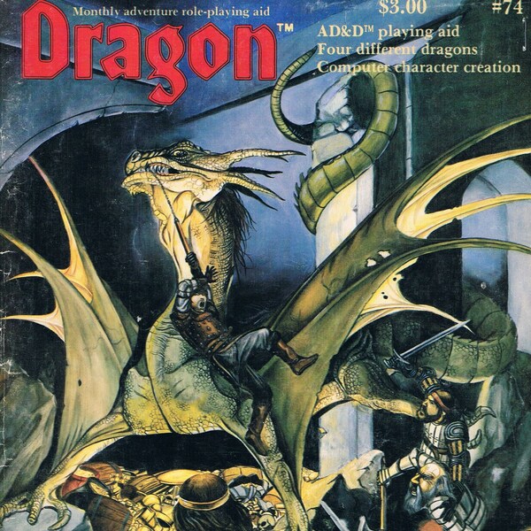 Dragon Magazine #74 June 1983, Fantasy Role-Playing Game Materials Mostly for Dungeons & Dragons 1st Edition, Fair/Good/Incomplete Condition