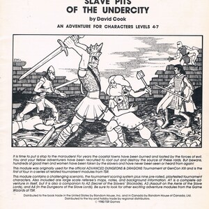 A1 Slave Pits of the Undercity TSR9039 Advanced Dungeons & Dragons 1st ...