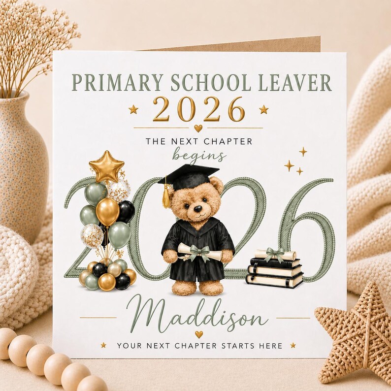 Personalised School Leaver Card 2026, Year 6 Graduation Card With Name ...