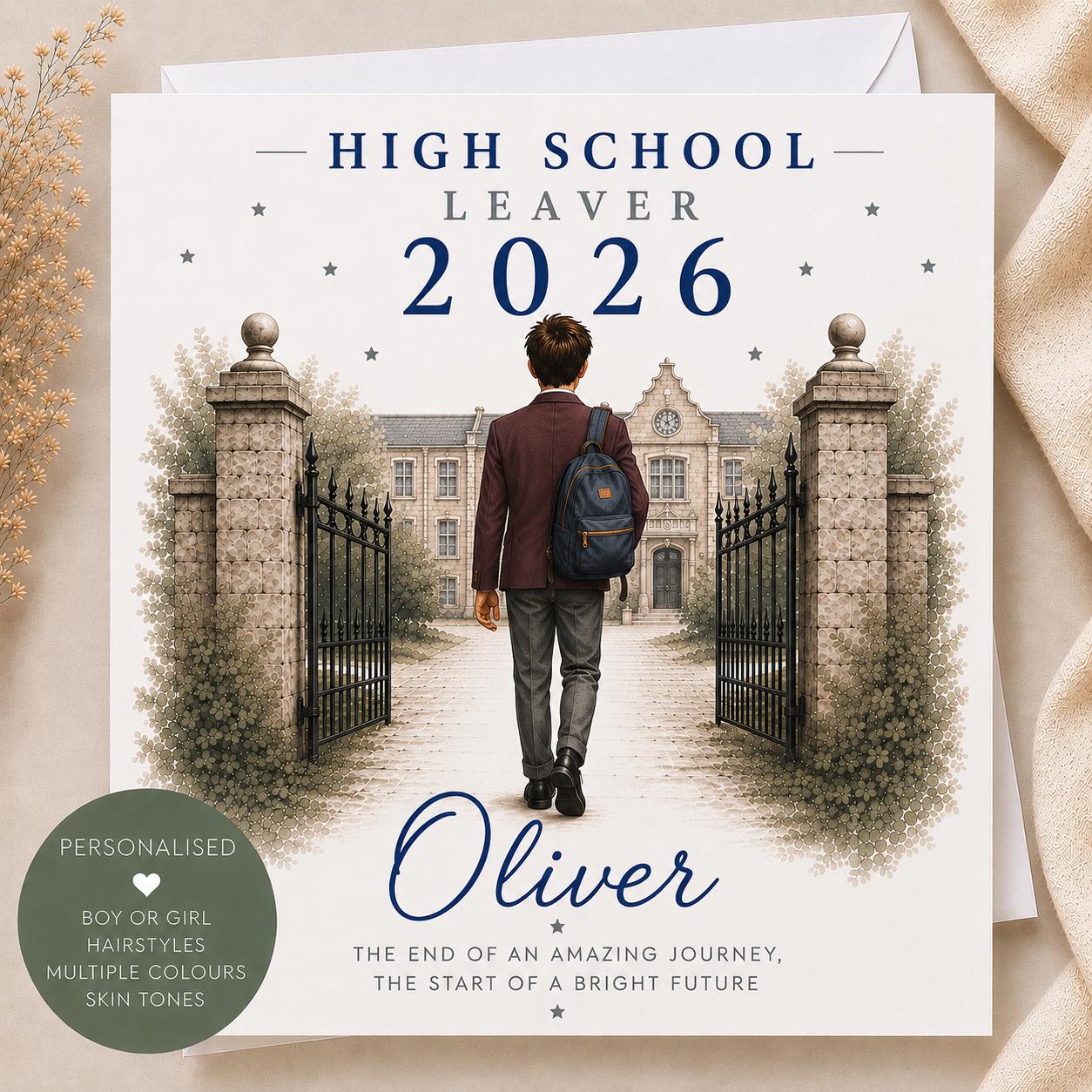 Leaver Card. Amazon Personalised High School Leaver Card 2026, Secondary School Graduation ...