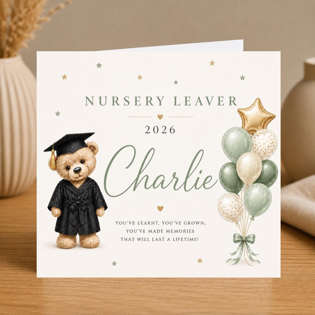 Leaver Card. Amazon Personalised Nursery Leaver Card 2026, Custom Name Graduation Card ...