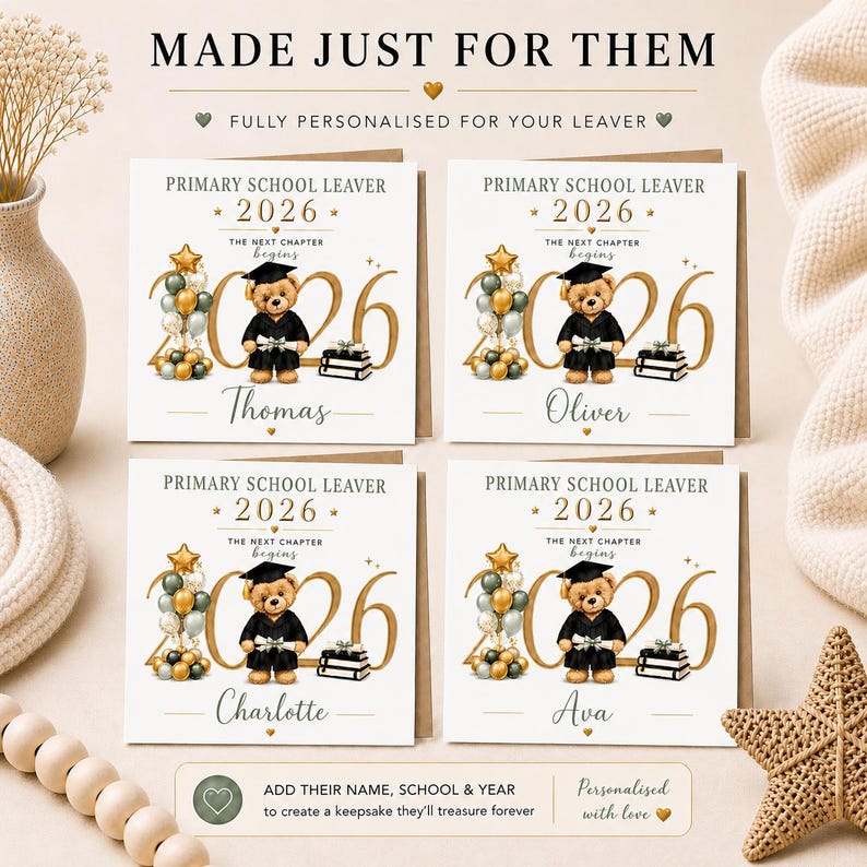 Leaver Card. Amazon Personalised School Leaver Card 2026, Year 6 Graduation Card With Name ...