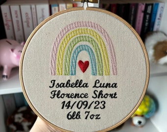 Personalised Baby Name Embroidery Hoop 6inch