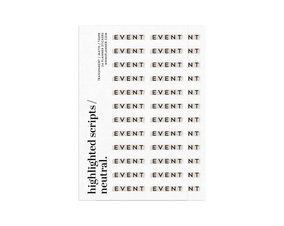 EVENT Highlighted Script Planner Stickers // Printable
