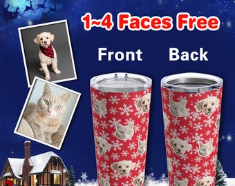 Custom pet Tumbler for Christmas, Personalized Photo Tumbler with faces, Customized dog Travel Mug, Gifts for Christmas,Valentine's Day