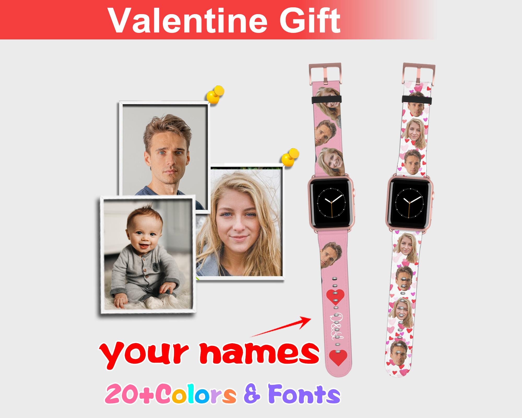Custom face Apple Watch bands, Personalized Apple Watch bands with name,Customized watch band with photo face watch band,Father's Day Gift