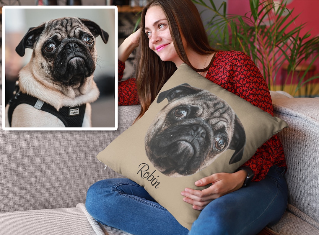 Custom Pet Pillow Personalized Dog Face Pillow Pet Throw Etsy