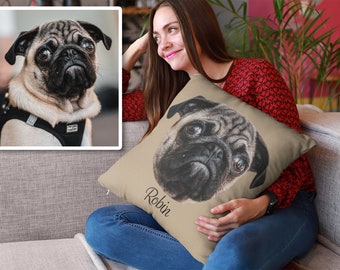 Custom Pet Pillow |Personalized Dog Face Pillow |Pet Throw Pillow |Dog or Cat Photo Throw Pillow |ThanksgivingChristmas gift,Valentine's Day