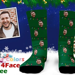 Custom Christmas Socks, Personalized Holiday Face Socks, Face On Socks, Valentine's Day, Socks for men women, Holiday Gift