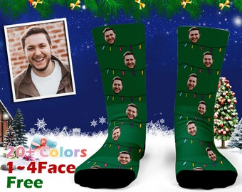Custom Christmas Socks, Personalized Holiday Face Socks, Face On Socks, Valentine's Day, Socks for men women, Holiday Gift,Chirstmas Gift