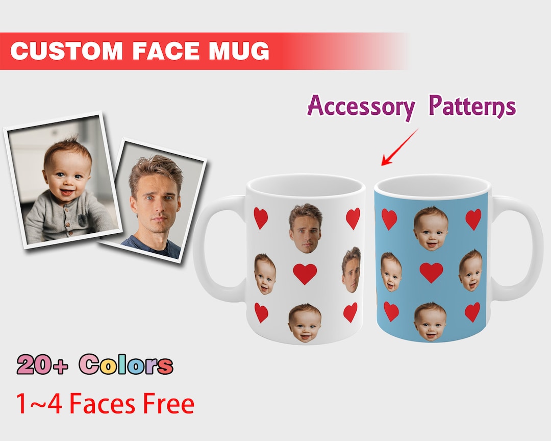 Custom Faces Mug, Personalized Photo Mug With Funny Faces, Customized Faces on Mug, Photo Coffee