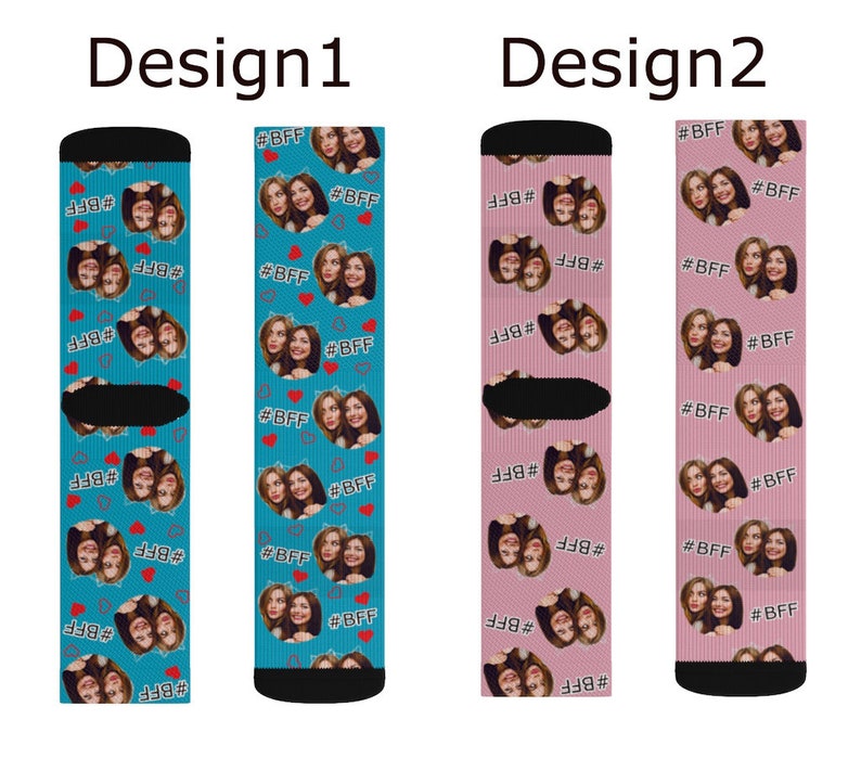 Custom Socks for Best Friend, Best Friend Forever on Socks, Gift For BFF, Custom Socks for friend,Face On Socks, Valentine's Day image 5