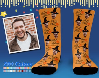 Custom Face Socks Happy Halloween Photo Socks Halloween Costume Halloween Pumpkin Gift Halloween Gift Idea Witch Party Theme