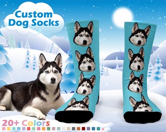 Chaussettes personnalisées pour chien, amoureux des chiens, cadeau chien, Saint-Valentin, joli chien personnalisé, cadeau chien pour maman, mettez la grimace de votre chien sur des chaussettes personnalisées