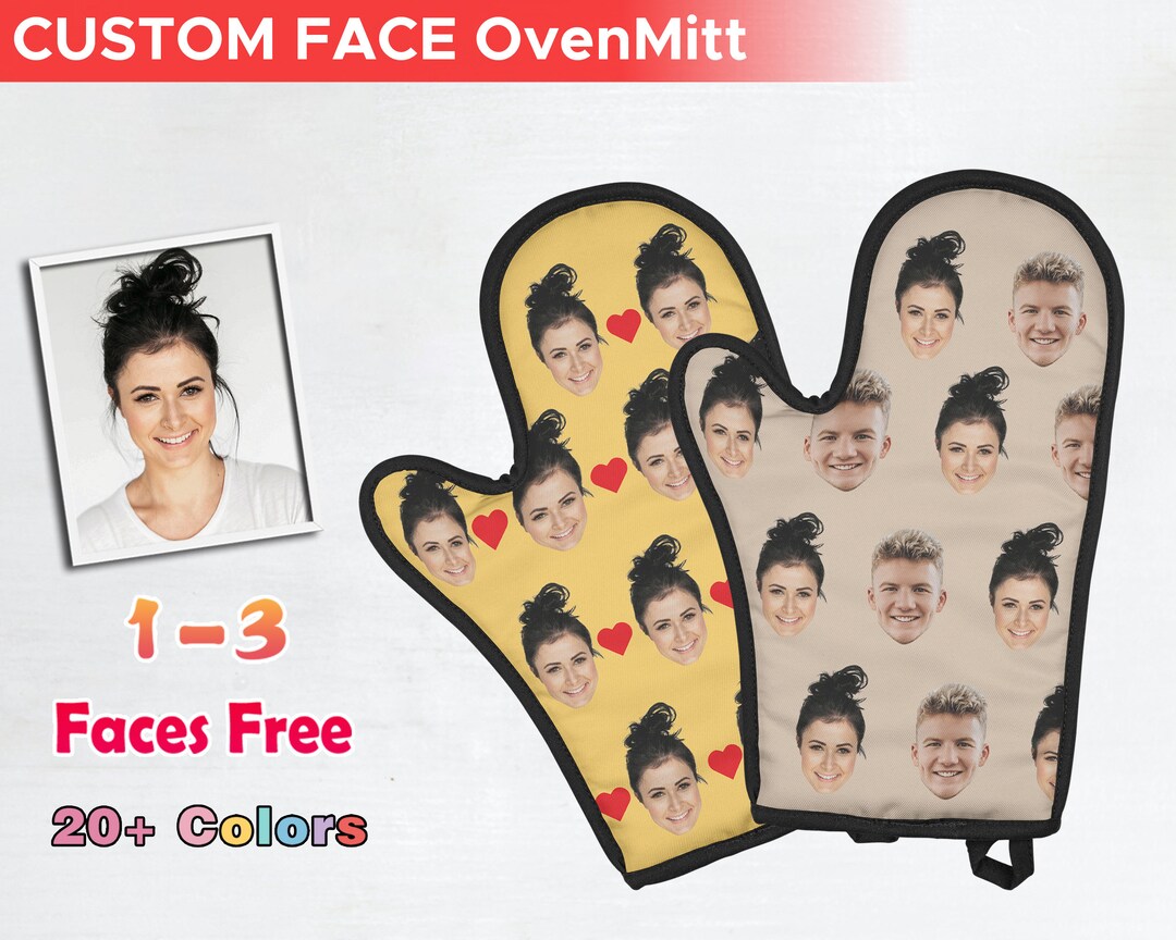 Custom Face Oven Mitt, Personalized Photo Mitt, Funny Face Ovenmitt