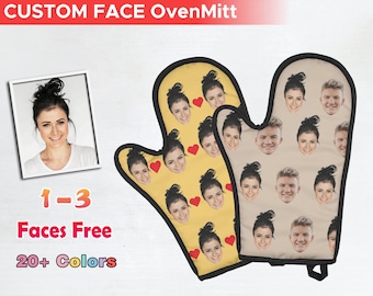 Gant de four à visage personnalisé, gant photo personnalisé, drôle de visage OvenMitt, cadeau pour papa, cadeau pour Noël, Saint-Valentin, cadeau de rentrée scolaire