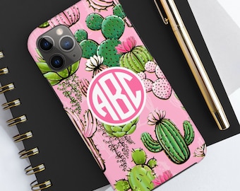 Name Monogram Phone Case, cactus phone Case, Plants Phone Case,Tough Case,Galaxy S23 Plus  X XR 7,8  16 XS Max,Valentine's Day