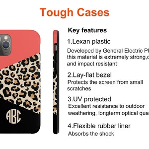 Leopard Phone Case Monogram, Custom Colors Cheetah Leopard Print with Monogram, Galaxy S23 Plus, iPhone 16 Pro Max,Valentine's Day 画像 8