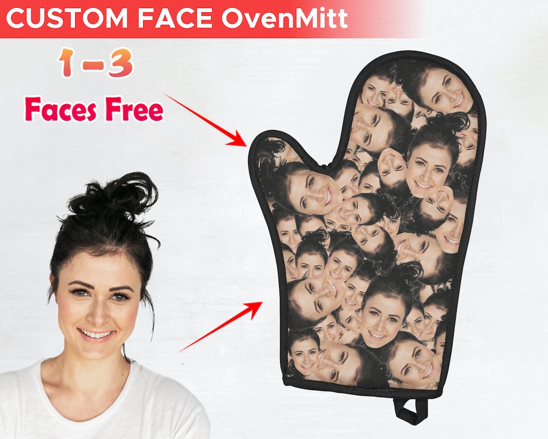 Custom Face Oven Mitt, Personalized Crowded Faces Mitt, Personalized