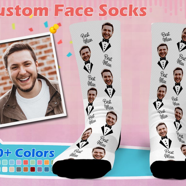 Wedding Socks, Custom Bestman Socks, Custom Face Socks, Custom Wedding Gift, Personalized Gifts, Personalized Groomsman Socks, Funny Gifts