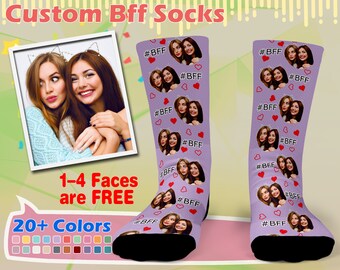 Custom Best Friend Photo Socks, Best Friend Forever Socks, Gift For BFF, Personalized Socks, Picture Socks, Face On Socks, Graduation Gift