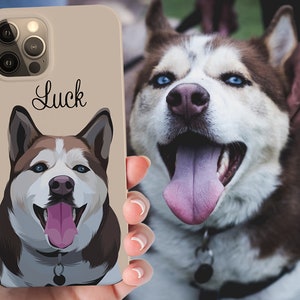 Custom Pet Portrait Phone Case, Gift for dog lover, Put your pet on iPhone 15, Samsung S23 cases, Gift for him, Christmas gift for pet lover