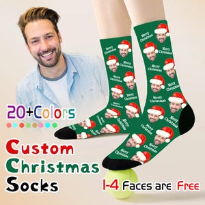 Custom Christmas Socks, Santa Hat Christmas Personalized Socks, Reindeer Socks, Custom Face Socks, Thanksgiving ,Gift for Christmas