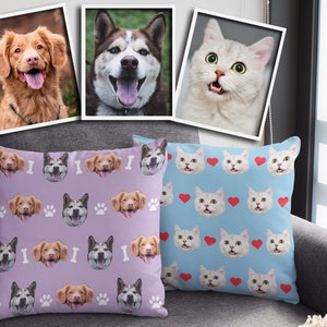 Custom Face Pillow | Personalized Pet Pillow| Pet Throw Pillow| Dog or Cat Photo Throw Pillow |Customized Face OnPillow Case,Father&#39;s Day