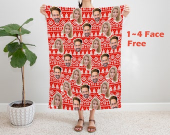 Custom Chirstmas Blanket, Pet Face Blanket, Merry Christmas Blanket,  Photo Gifts, Holiday Blanket, Cat Blanket, Fleece,Chirstmas Gift