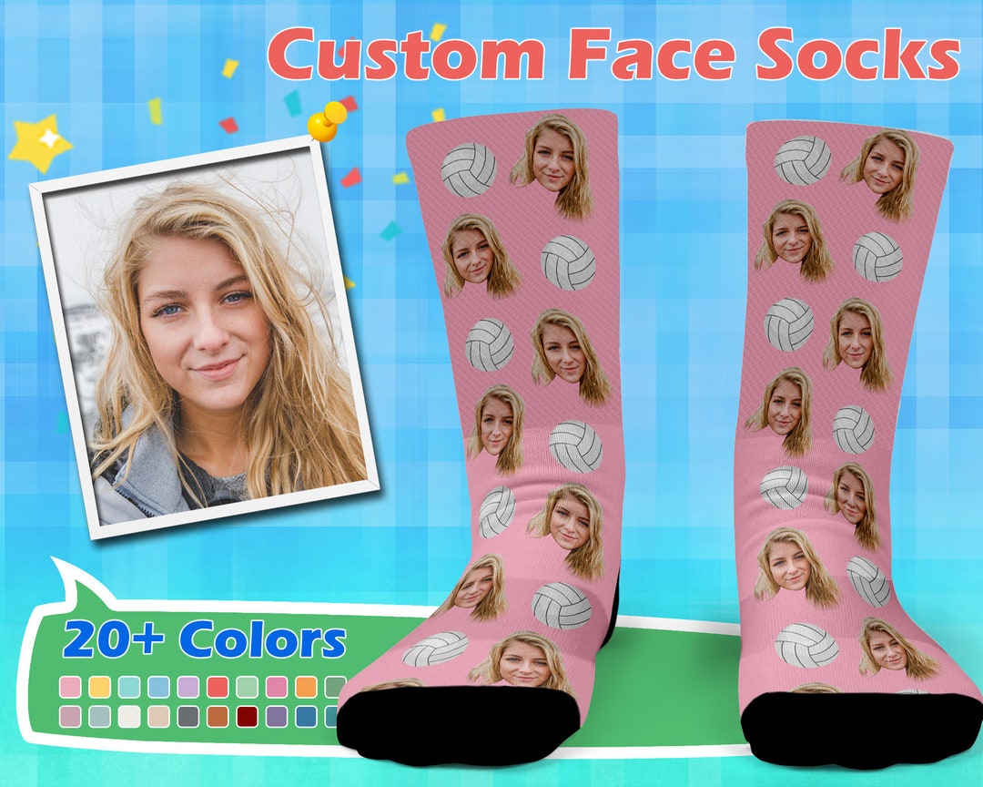 Custom Face Socks, Volleyball Socks, Personalized Photo Socks, Socks