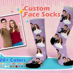 Custom Wedding Socks, Customized Anniversary Gift with text, Custom Face Socks for couple, Gift for Wedding, Personalized gift for groomsmen