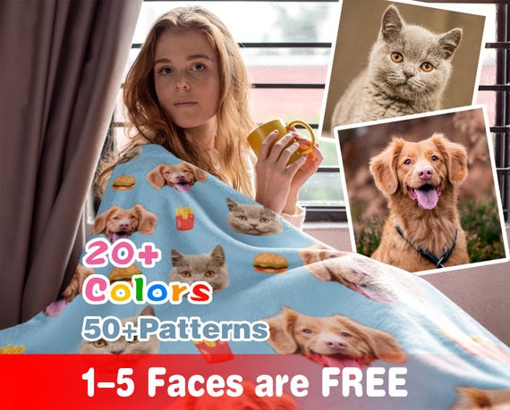 Customized Face Blankets Personalized Gift Pet Photo Blanket Dog Blanket Pets on Blanket Gift for Thanksgiving Dad Christmas Gift Etsy