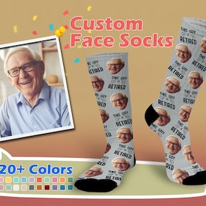 Custom retirement Socks, Put Any Face On socks, Personalized Photo Socks, Socks For Women, Fathers Day Socks,Retirement Gifts,Funny Socks