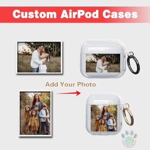 Custom photo clear AirPods case,AirPods case with Dog,Apple airpods with pets, Custom Airpod Cover with Keychain,Chirstmas Gift