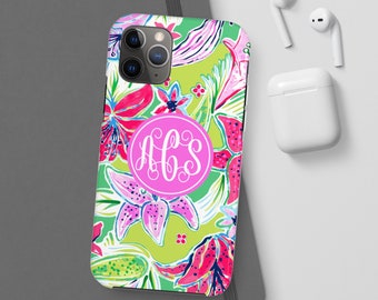 Personalized Phone Case, Monogram Phone Case, Initials Monogram Iphone Case,Preppy Phone Case,Floral Phone Case,Tough Case,Graduation Gift
