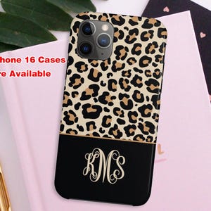 LEOPARD Monogram Phone Case,Cheetah Leopard Print with Monogram,Personalized MagSafe tough Case,iPhone 16pro Max,Father&#39;sDay,Graduation Gift