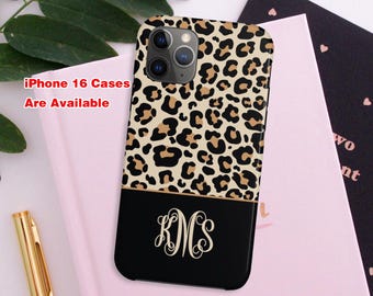 LEOPARD Monogram Phone Case,Cheetah Leopard Print with Monogram,Personalized MagSafe toughCase,iPhone 16pro Max,Father'sDay,Graduation Gift