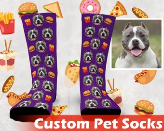 Chaussettes personnalisées pour animaux de compagnie, mettez votre chien mignon sur des chaussettes personnalisées, cadeau pour amoureux des chiens, chaussettes photo pour chiens, chaussettes personnalisées pour chiens, chaussettes alimentaires, Saint-Valentin