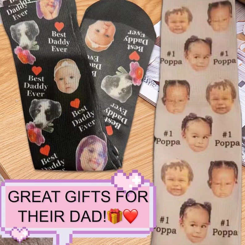 Customized face Socks,Put Any Faces On socks,Custom Sock with text,Funny faces on Socks,gift for dad/grandpa,Class of 2026,Happy Father’sDay image 2