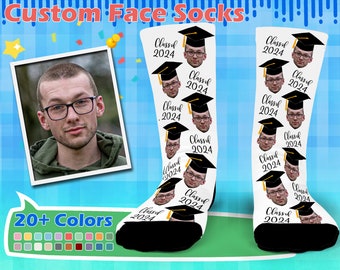 Custom Graduation Socks, Custom Face Socks, Graduation Gift for Him, Grad Socks, Personalized Graduation Socks, Grad Gifts for class of 2024