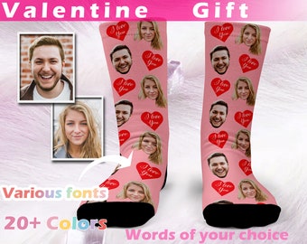 Custom Face Socks , Personalize socks, Valentines day gift for him or her, Custom Text Socks, Birthday Gift, Chirstmas Gift